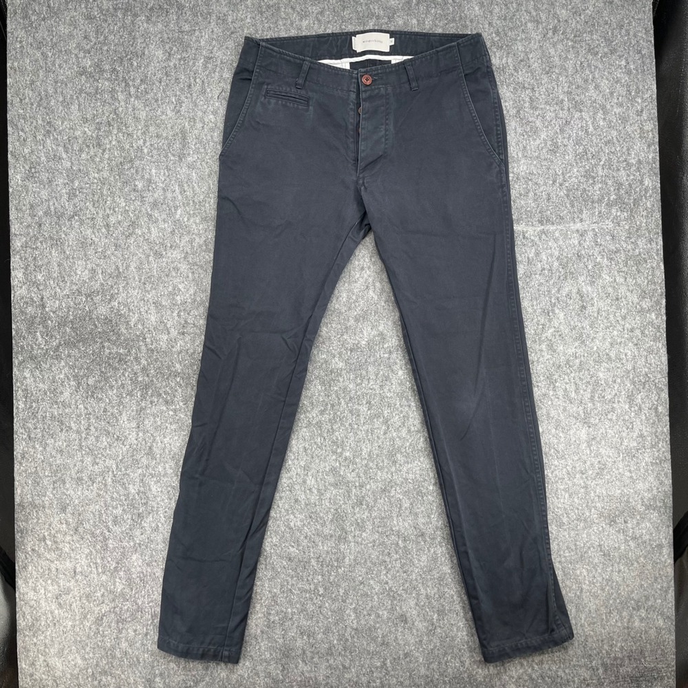 Wings + Horns Pants Mens 31 Chino Blue Slim Fit Button Fly